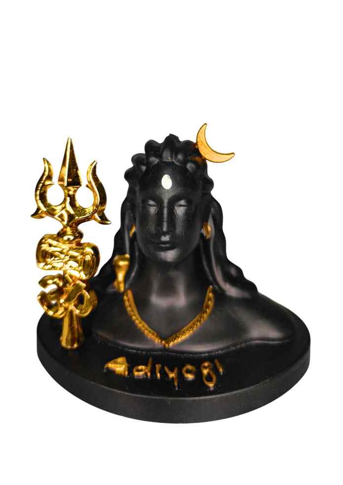 4-Inch Black & Gold-Finish Adiyogi Shiva Idol with Trishul for Car Dashboard, Tabletop & Home Décor alternate view