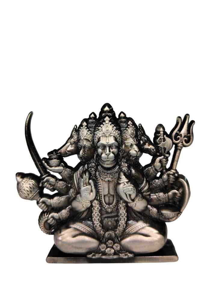 3-Inch Antique Silver-Finish Panchmukhi Hanuman Idol for Tabletop, Pooja Room & Home Decor alternate view