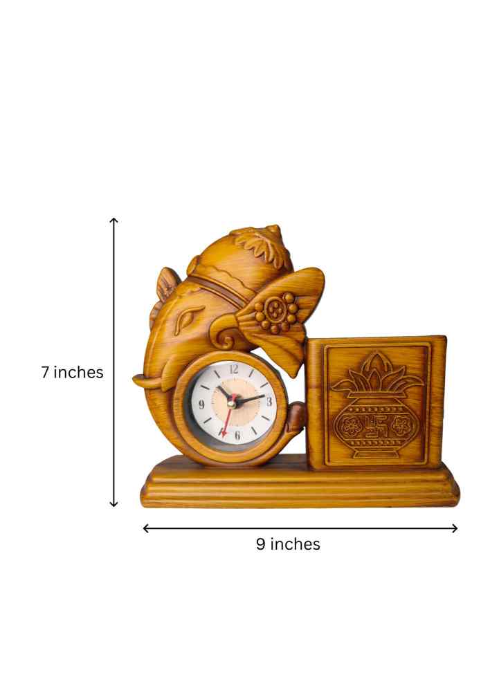 9-Inch Ganesha Table Clock with Pen Stand for Home, Office & Desk Décor alternate view