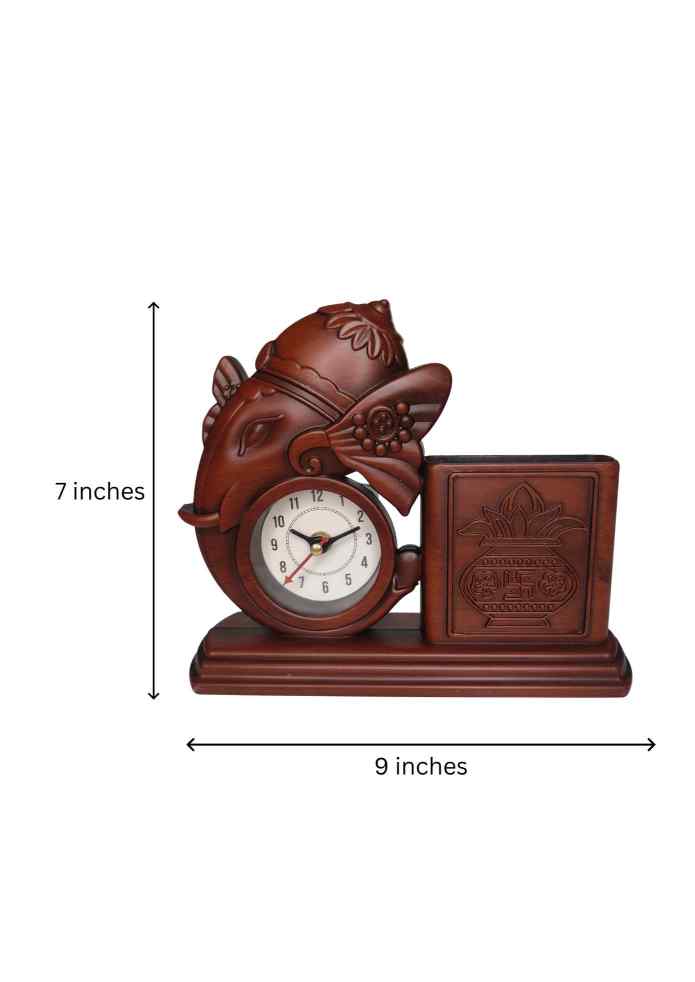 9-Inch Ganesha Table Clock with Pen Stand for Home, Office & Desk Décor alternate view