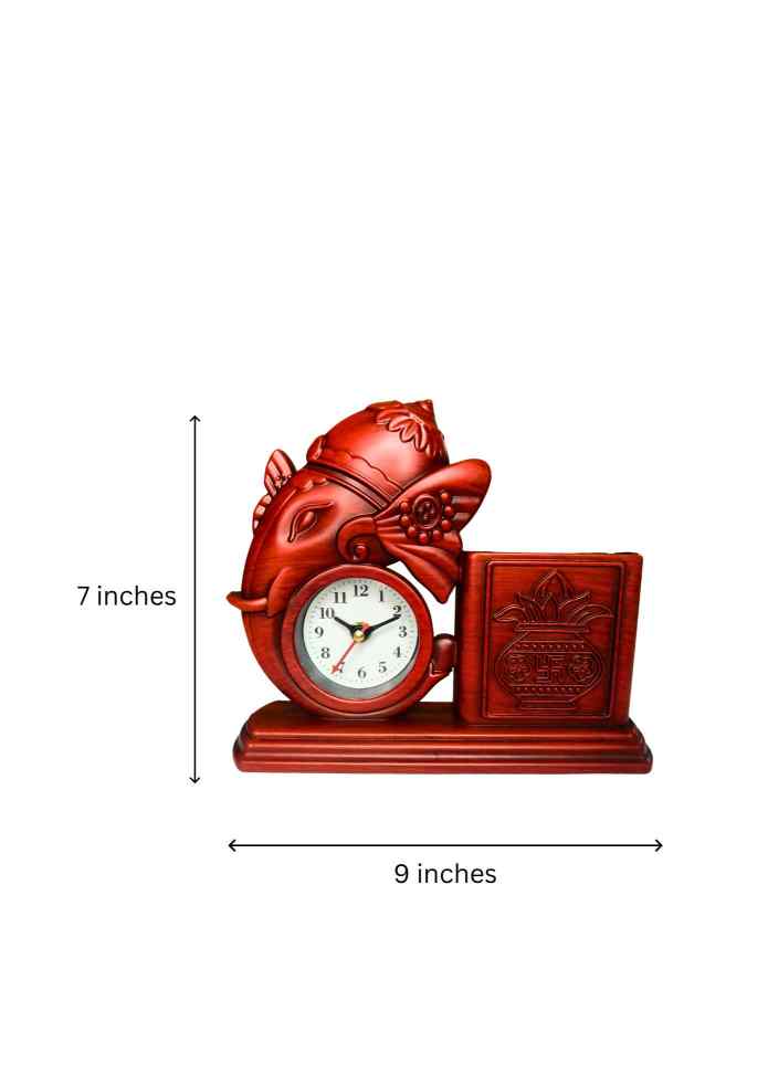 9-Inch Ganesha Table Clock with Pen Stand for Home, Office & Desk Décor alternate view