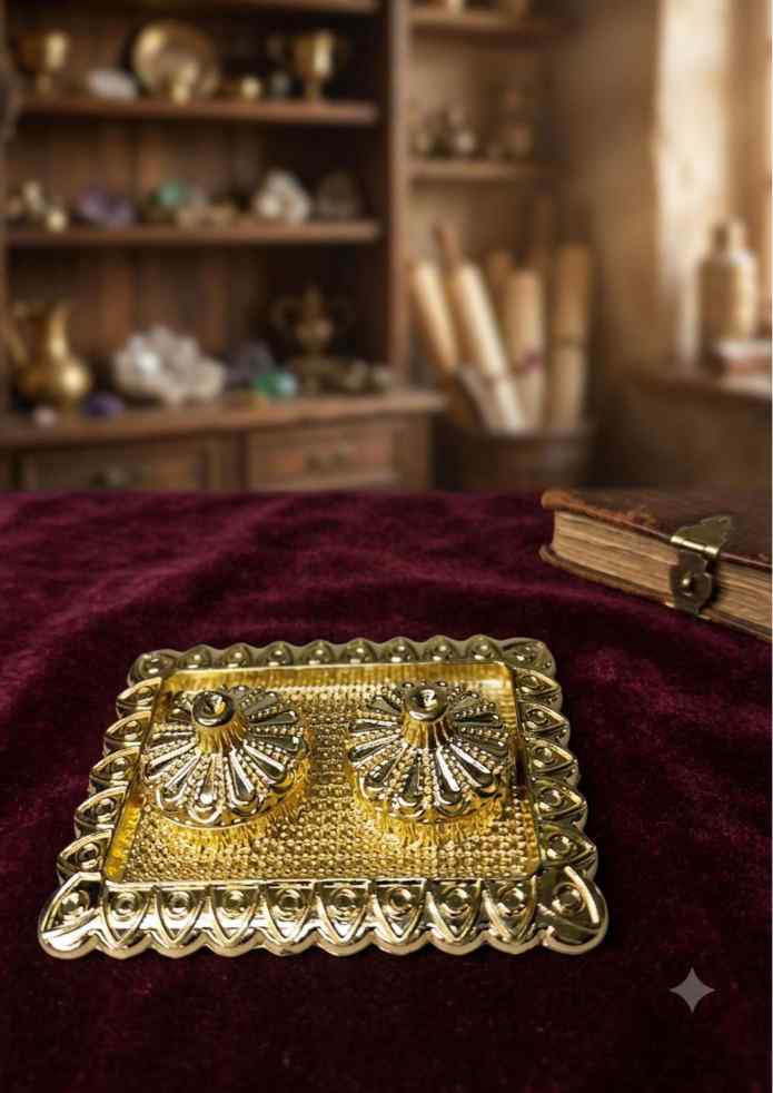 4-Inch Decorative Gold-Finish Tray for Kumkum, Haldi, Jewelry, Coins & Pooja Décor alternate view
