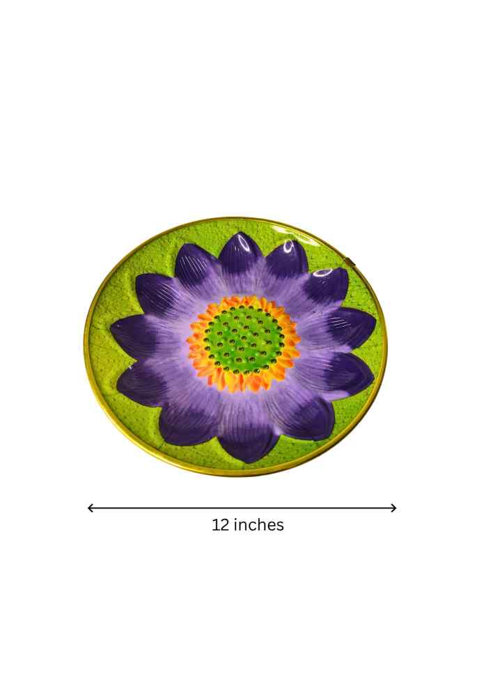 12-Inch Decorative Floral Design PVC Serving Plate for Flowers, Dry Fruits, Fruits, Chocolates, Snacks & Table Décor alternate view
