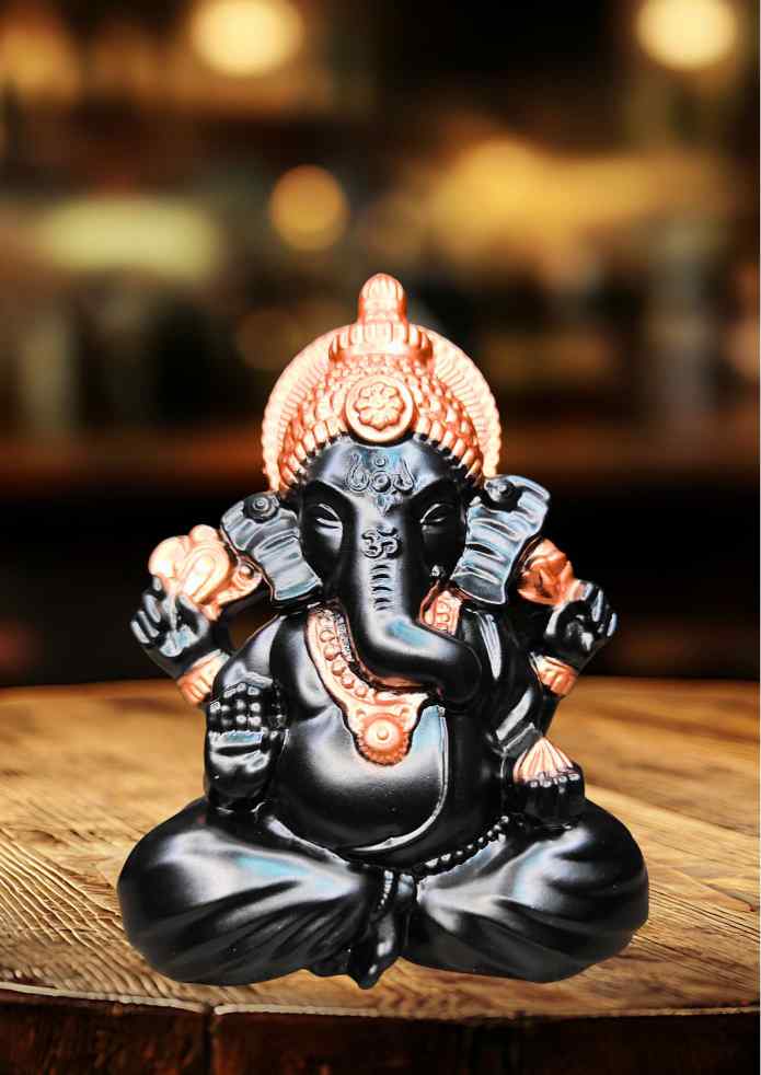 5 inch Black-finish Lord Ganesha Wall Hanging & Tabletop Idol for Pooja Room & Home Decor