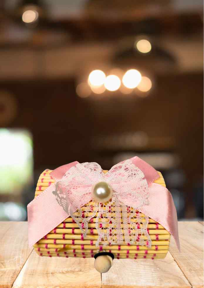 3-Inch Handcrafted Decorative Mini Storage Basket with Lid for Rings, Earrings, Lipstick, Lip Balm, Eyeliners & Small Accessories