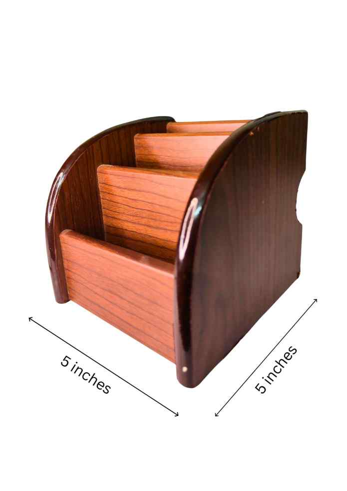 5-Inch Engineered Wood Multi-Purpose Desk Organizer for Business Cards, Remotes, Pens, Stationery, Office Desk, Shop & Teapoy alternate view