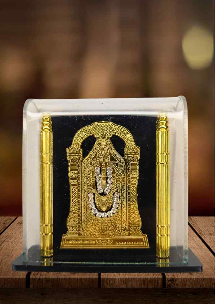 3-Inch Gold-Finish Lord Ganesha Idol in Acrylic Glass Case for Tabletop, Pooja Room & Home Decor