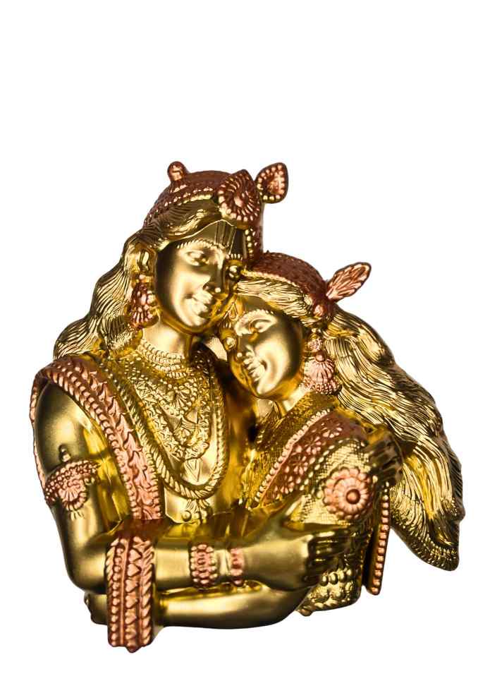 5-Inch Gold & Bronze-Finish Radha Krishna Wall Hanging & Tabletop Idol for Pooja Room & Home Decor alternate view