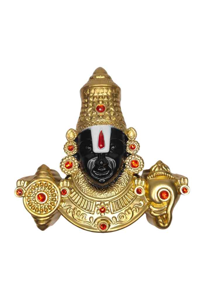 5-inch Gold-Finish Lord Venkateswara Idol with Red Stone Wall Hanging & Tabletop Idol for Pooja Room & Home Decor alternate view