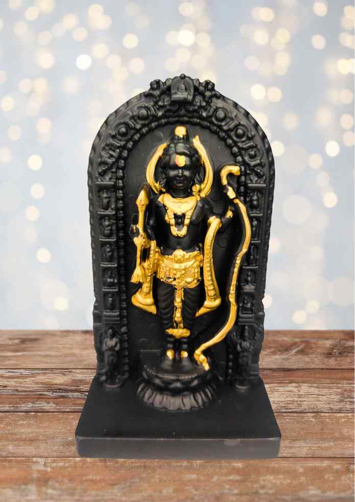 4-Inch Antique Black & Gold-Finish Lord Rama Idol for Tabletop, Pooja Room & Home Decor
