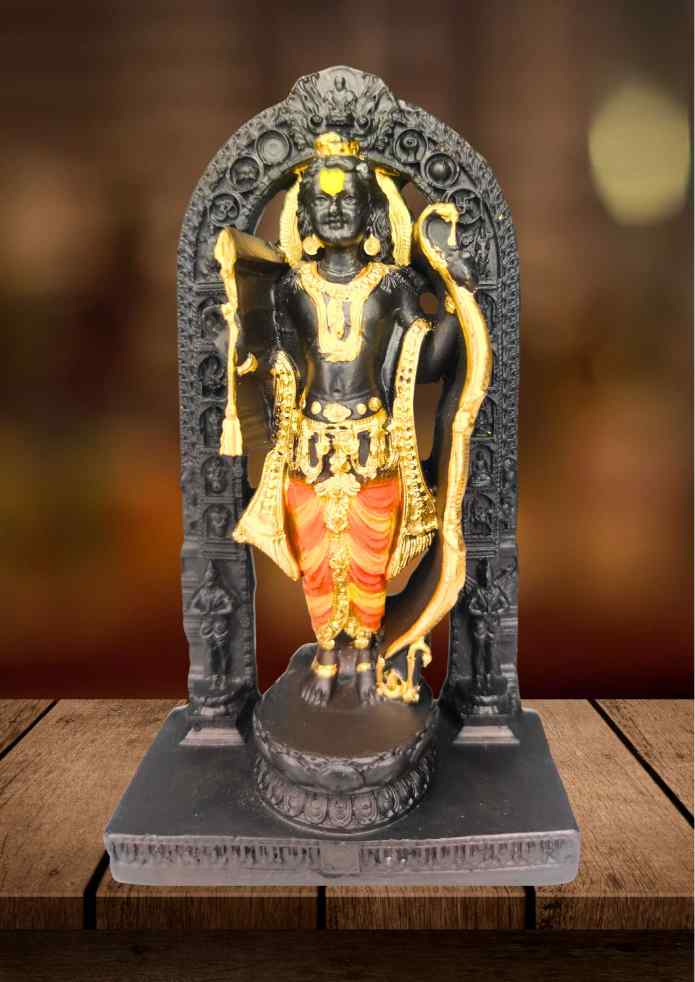 5-Inch Antique Black & Gold-Finish Ram Lalla Idol for Tabletop, Pooja Room & Home Decor