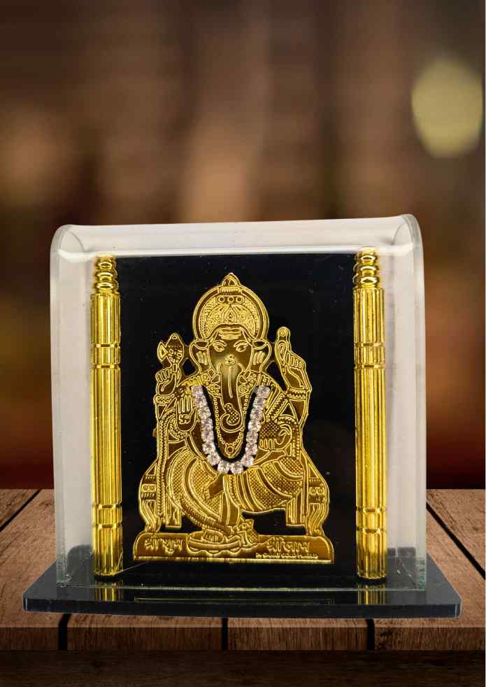3-Inch Gold-Finish Lord Venkateswara Idol in Acrylic Glass Case for Tabletop, Pooja Room & Home Decor